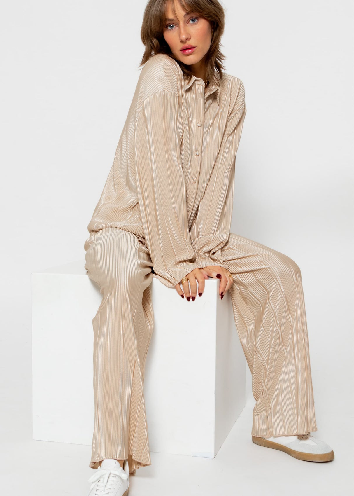 Plissee Hose - beige