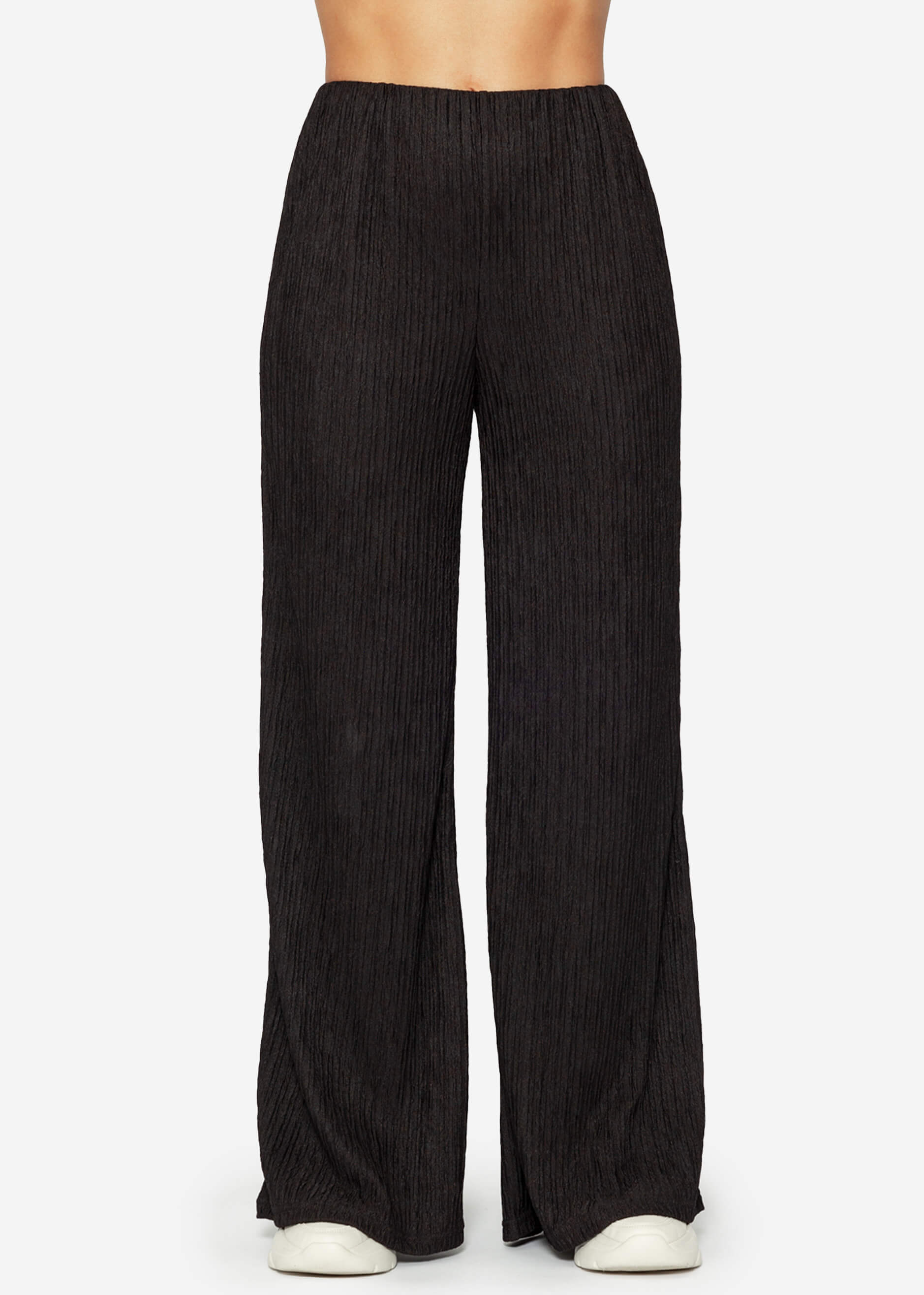 Pleated wide-leg trousers - black