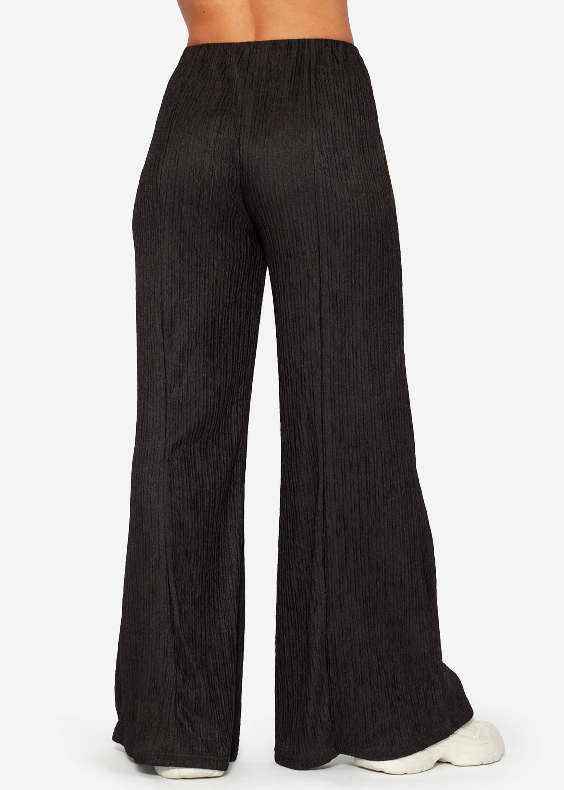 Pleated wide-leg trousers - black