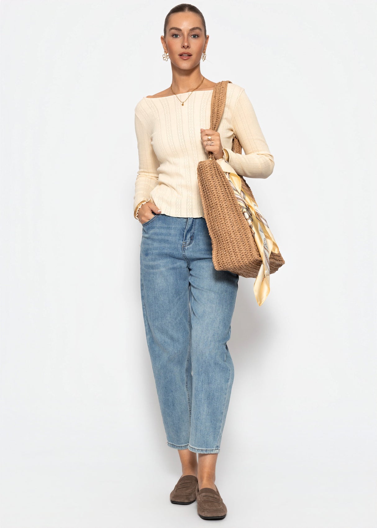 Pointelle Langarmshirt - buttergelb