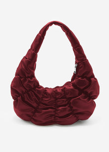 Faux leather puffer handbag - burgundy