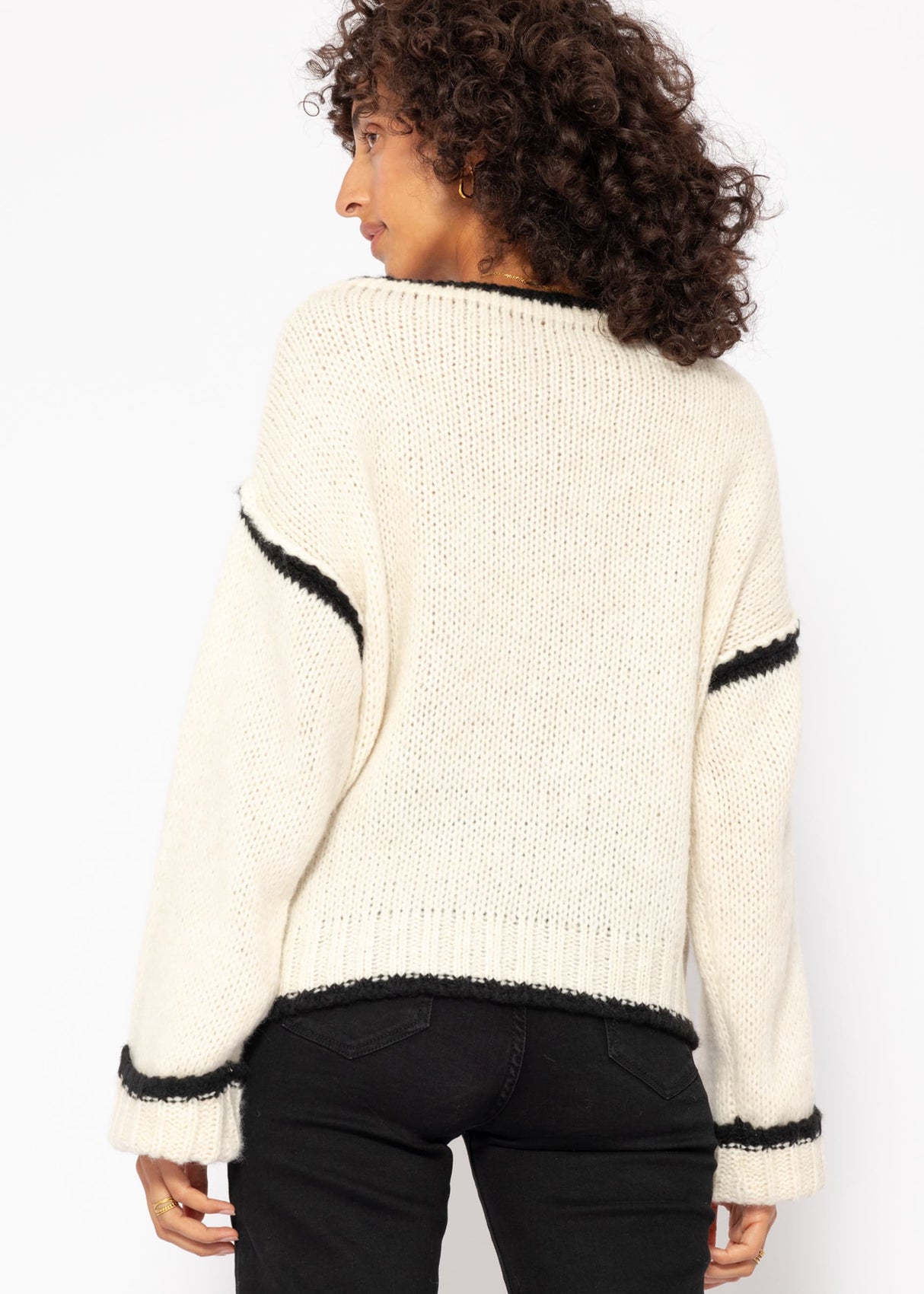 Sweater with colored panels - off-white-black