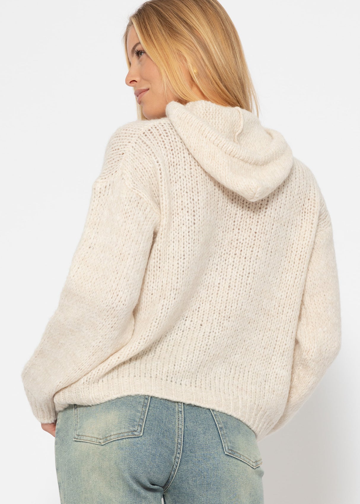 Sweater with hoodie - off-white