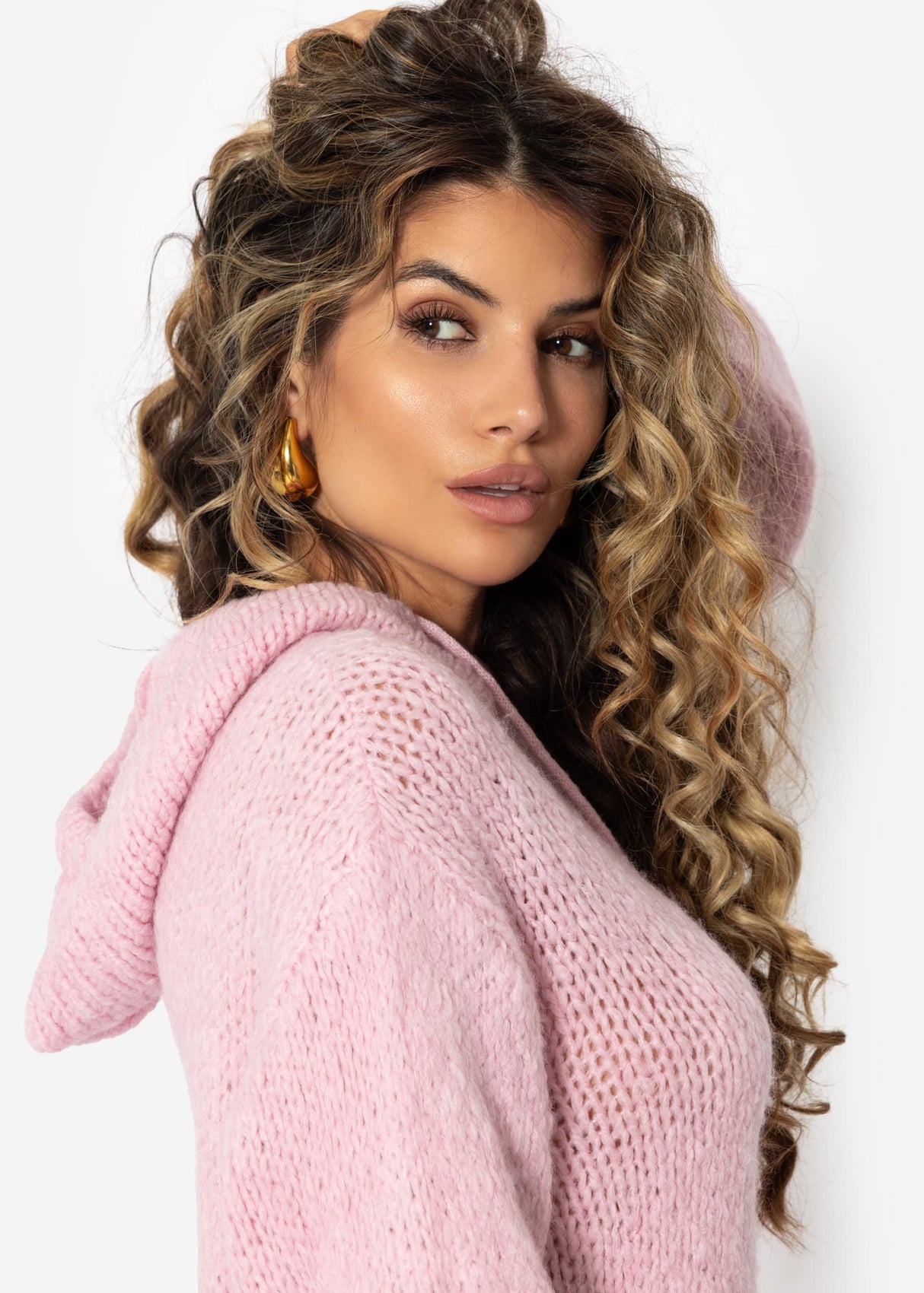 Sweater with hoodie - pink