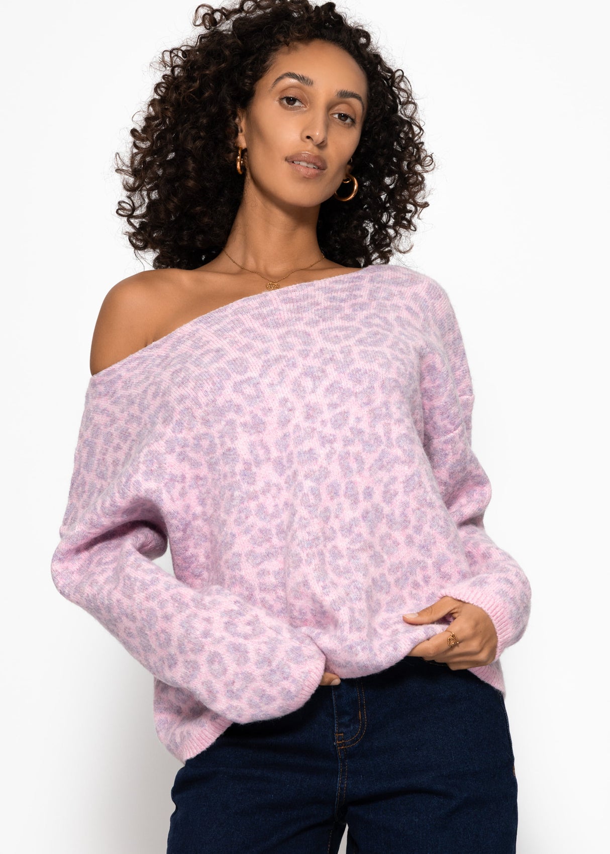Pullover mit Leo-Muster - rosa