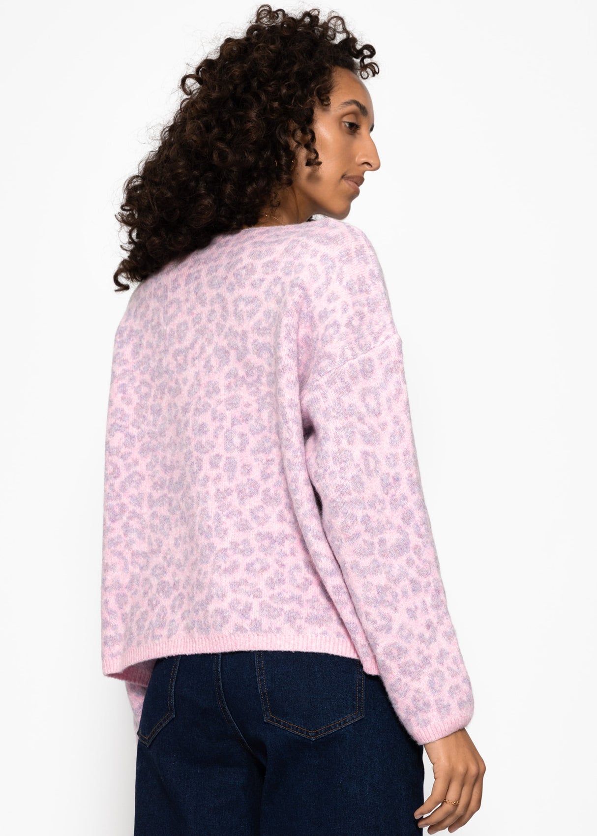 Pullover mit Leo-Muster - rosa