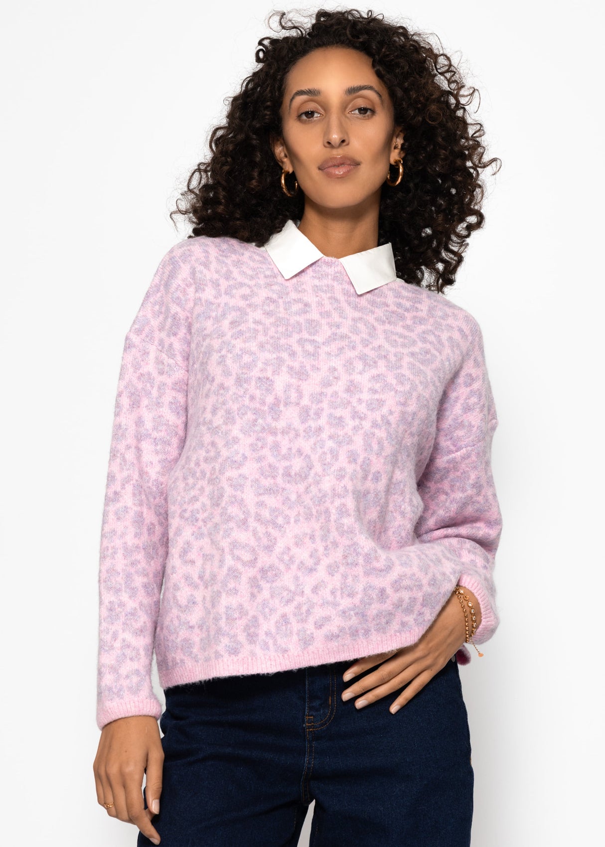 Pullover mit Leo-Muster - rosa