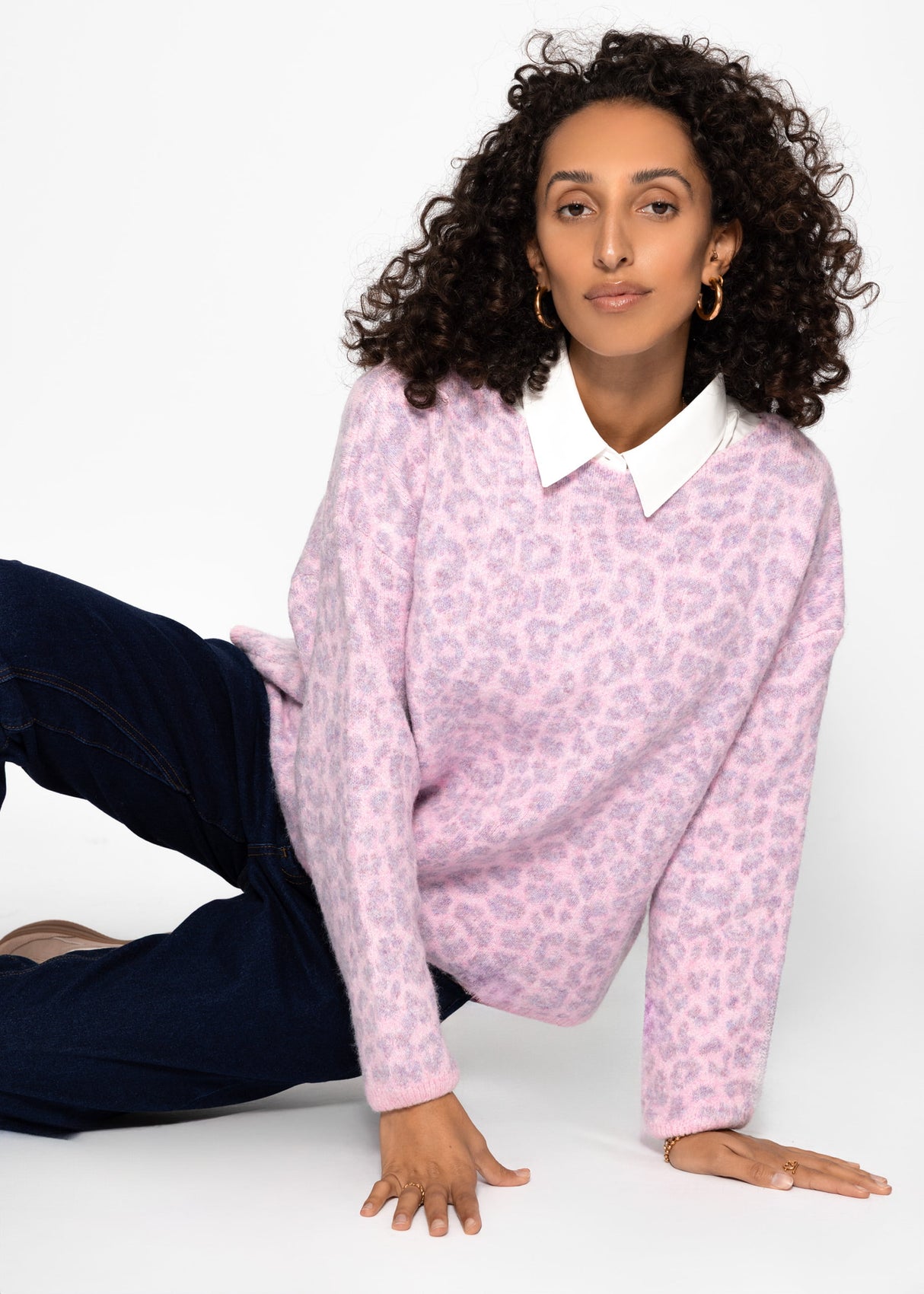 Pullover mit Leo-Muster - rosa