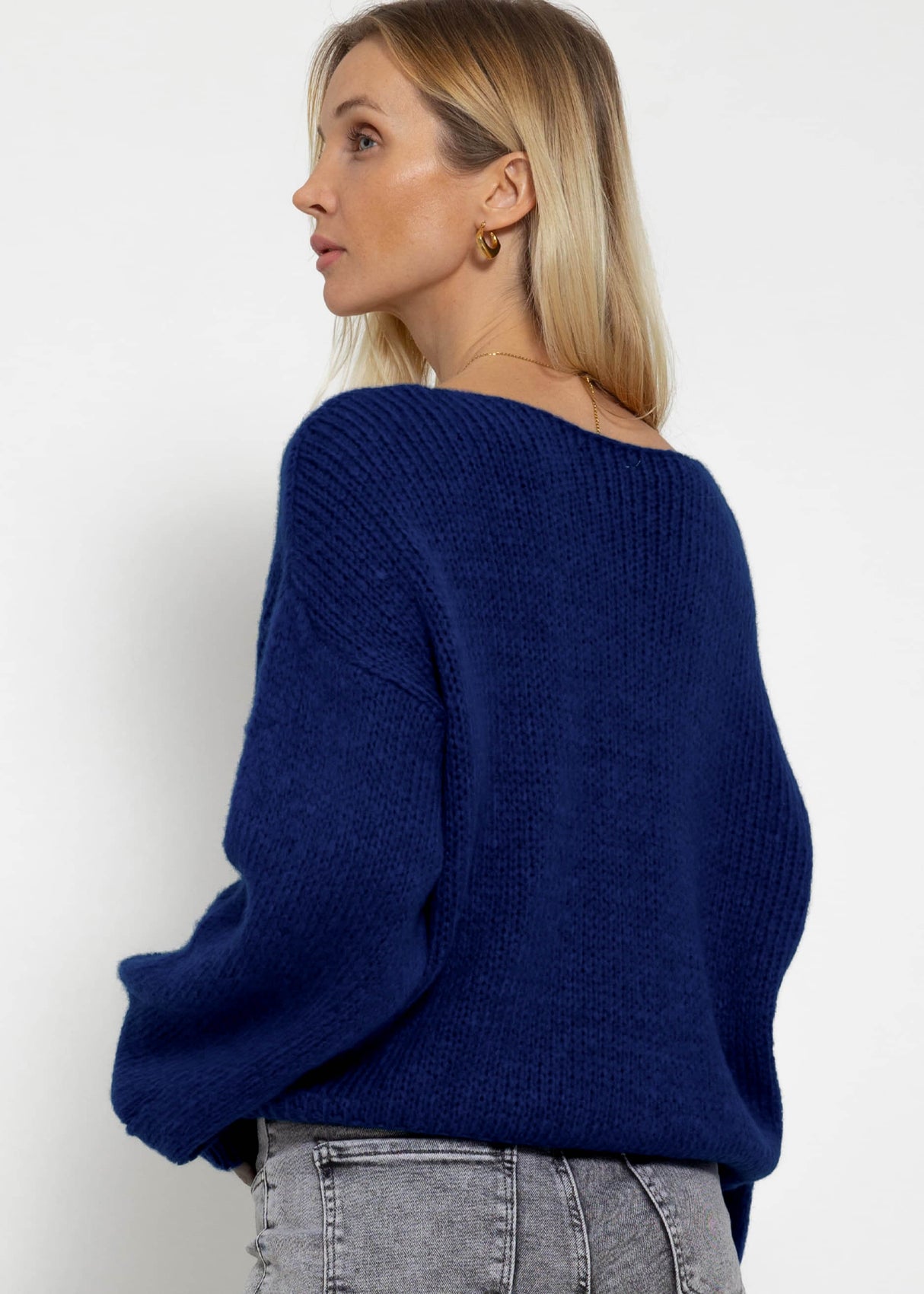 Pullover mit V-Ausschnitt - royalblau