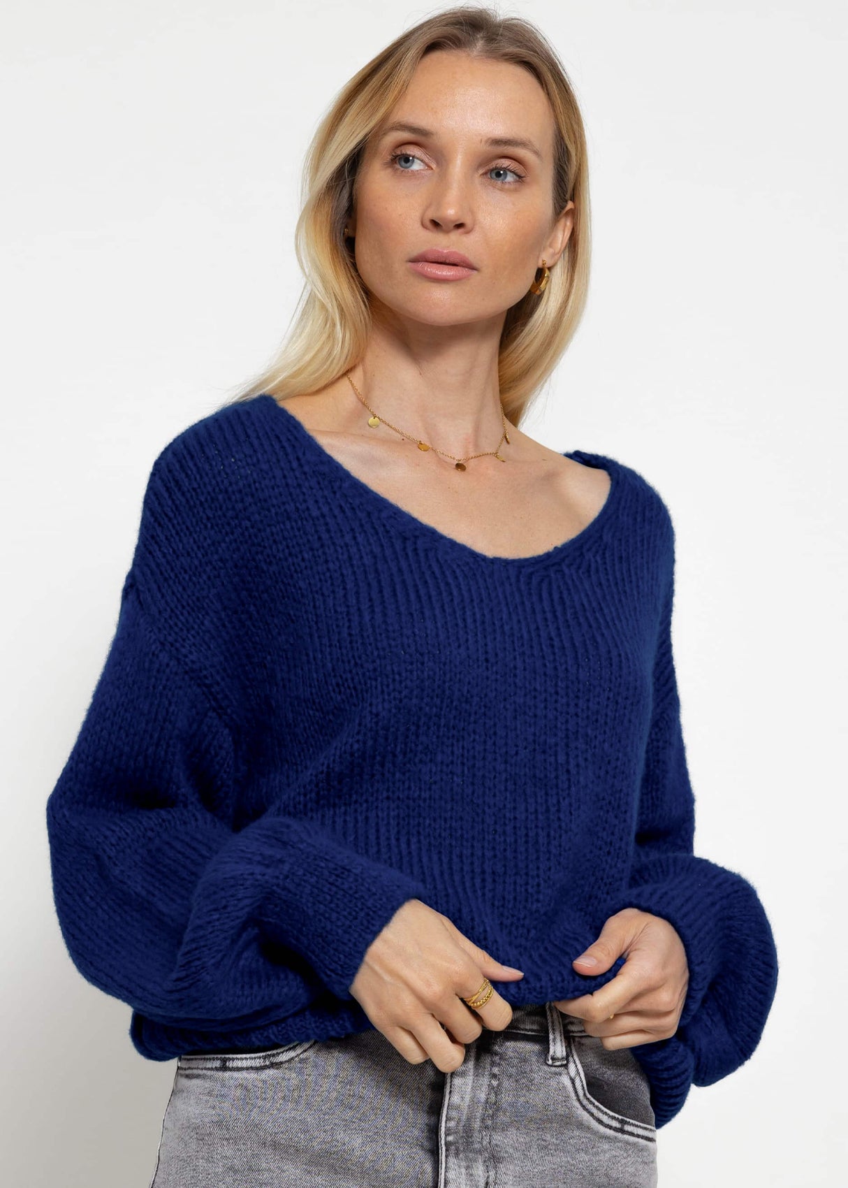 Pullover mit V-Ausschnitt - royalblau