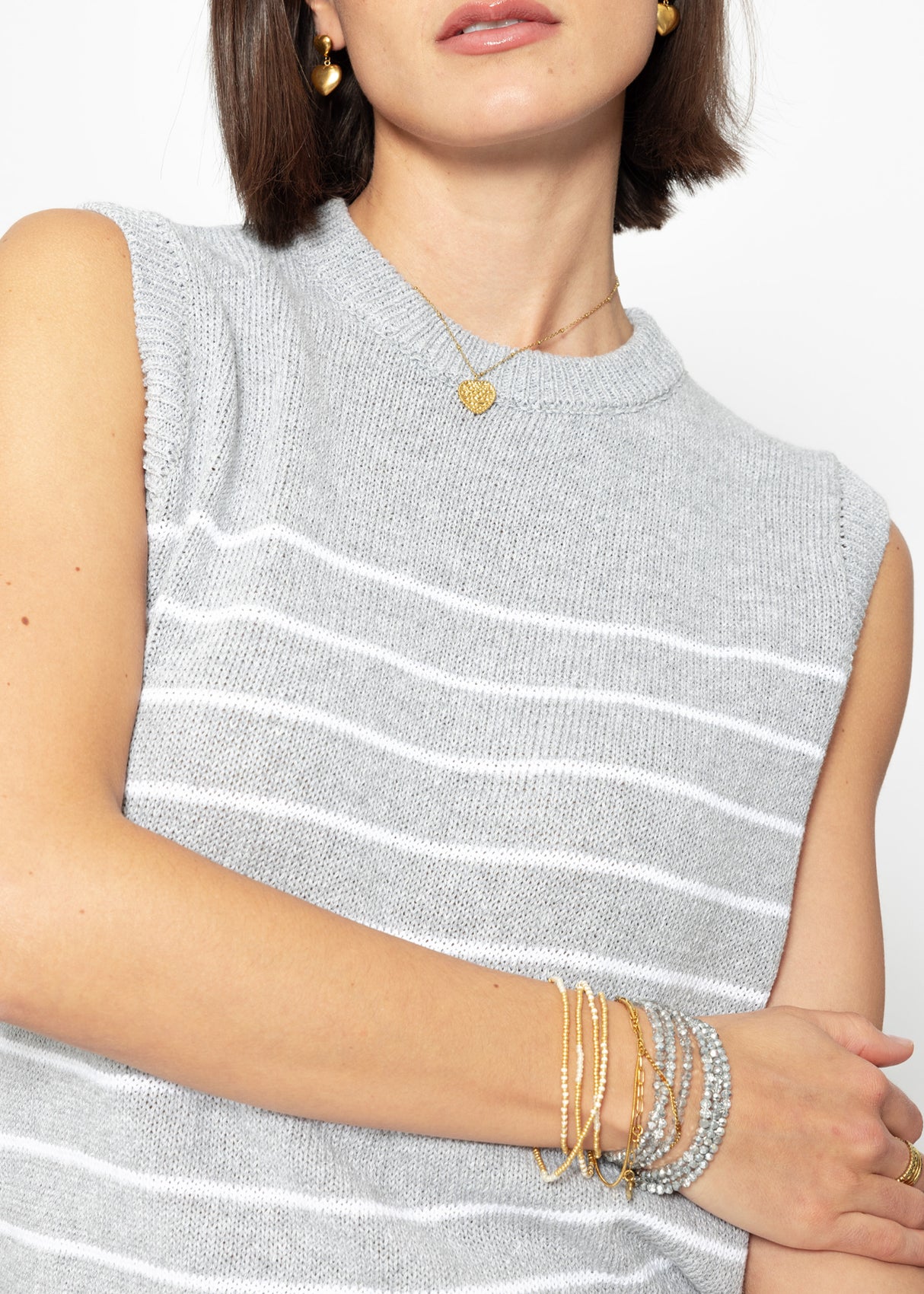 Pullunder gestreift - hellgrau