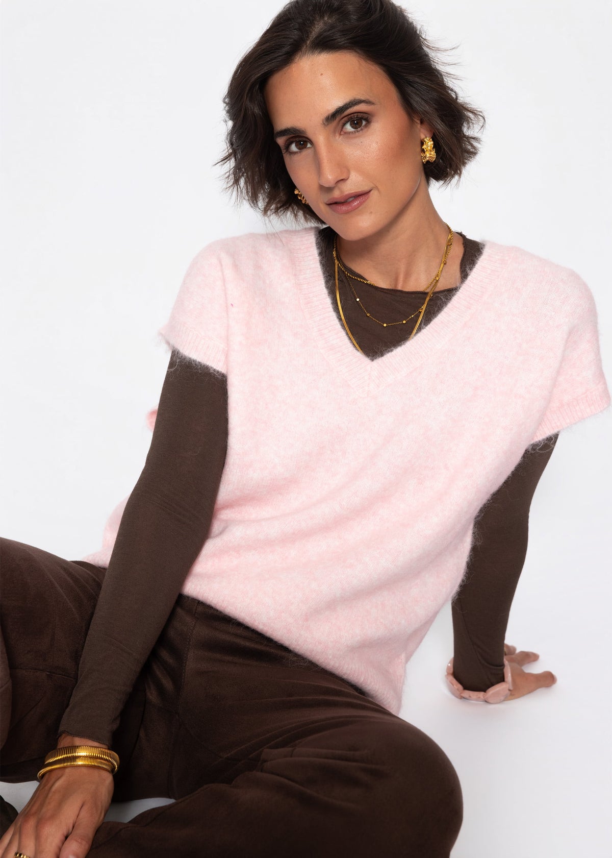 Pullunder mit V-Ausschnitt - rosa - SASSYCLASSY