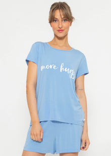 Pyjama Shirt mit Print - hellblau
