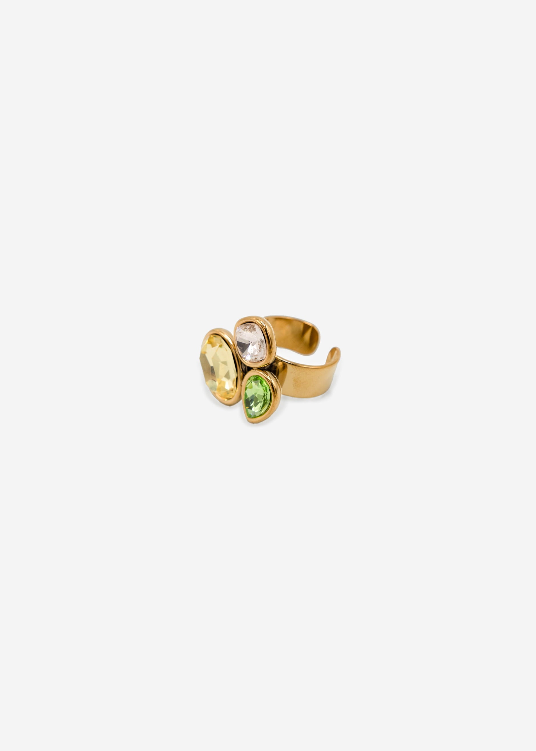 Ring with 3 colorful gemstones - gold
