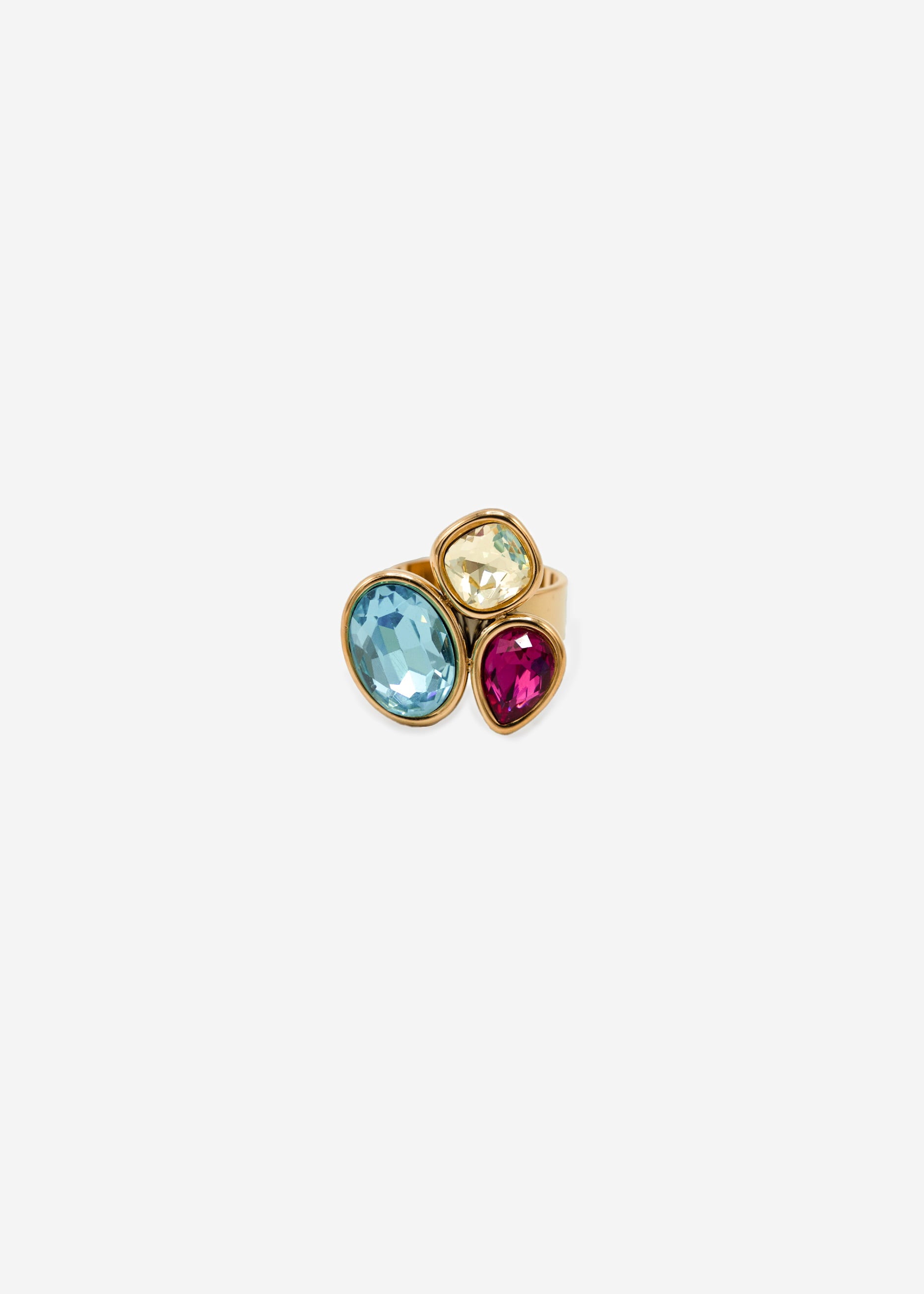 Ring with 3 colorful gemstones - gold