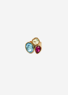 Ring with 3 colorful gemstones - gold