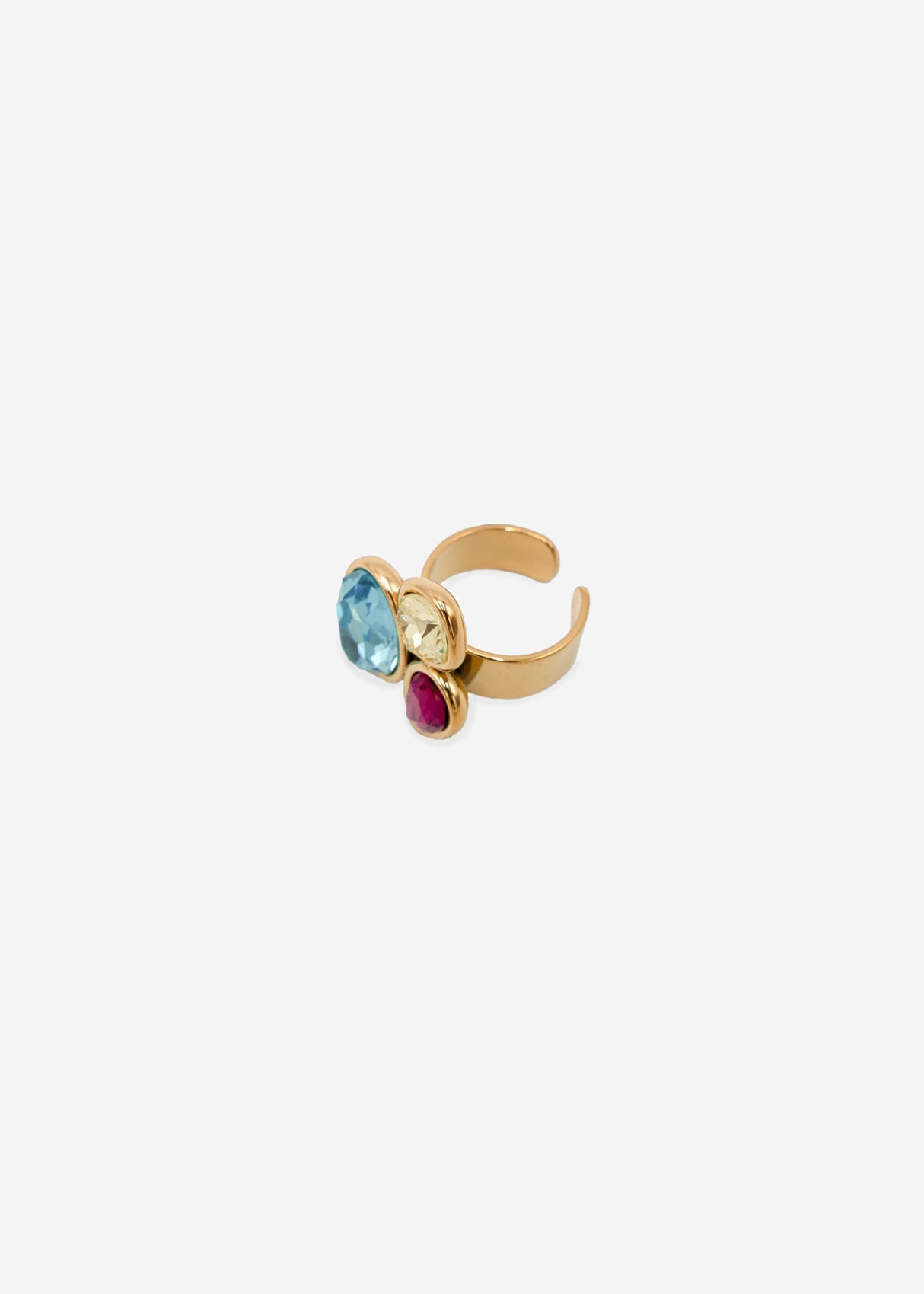 Ring with 3 colorful gemstones - gold