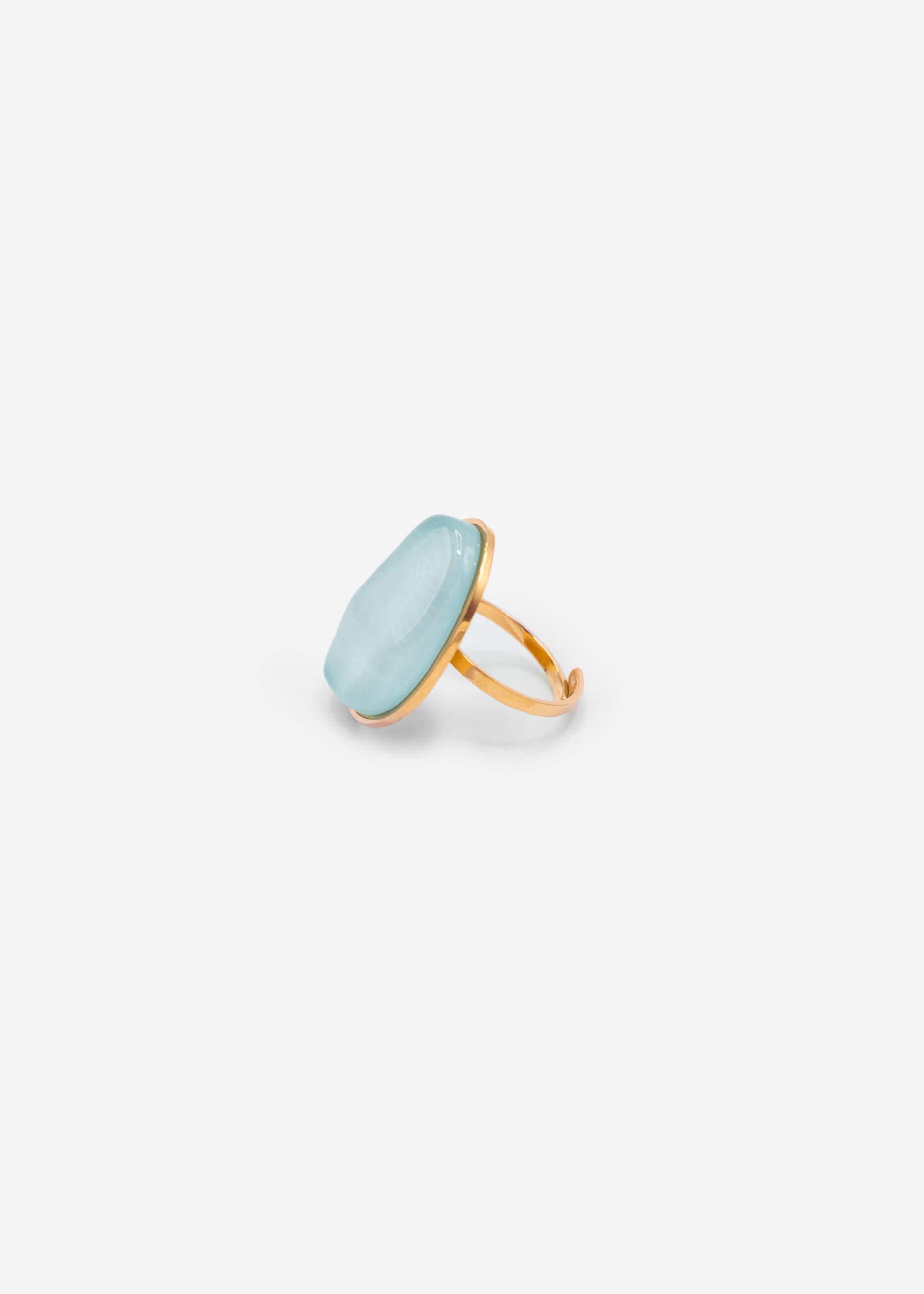 Ring mit hellblauem Schmuckstein - gold