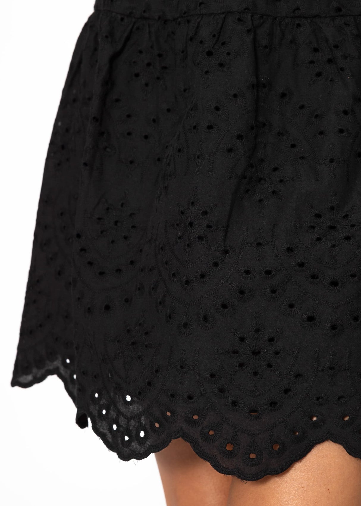 Skirt with eyelet embroidery - black