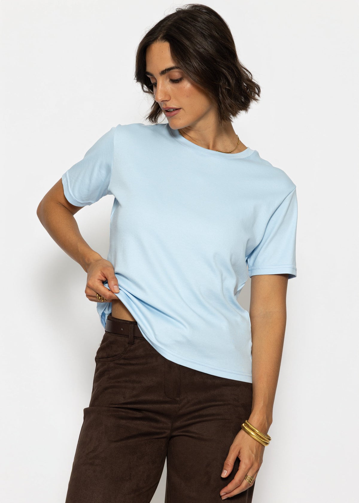 Rundhals T-Shirt - hellblau