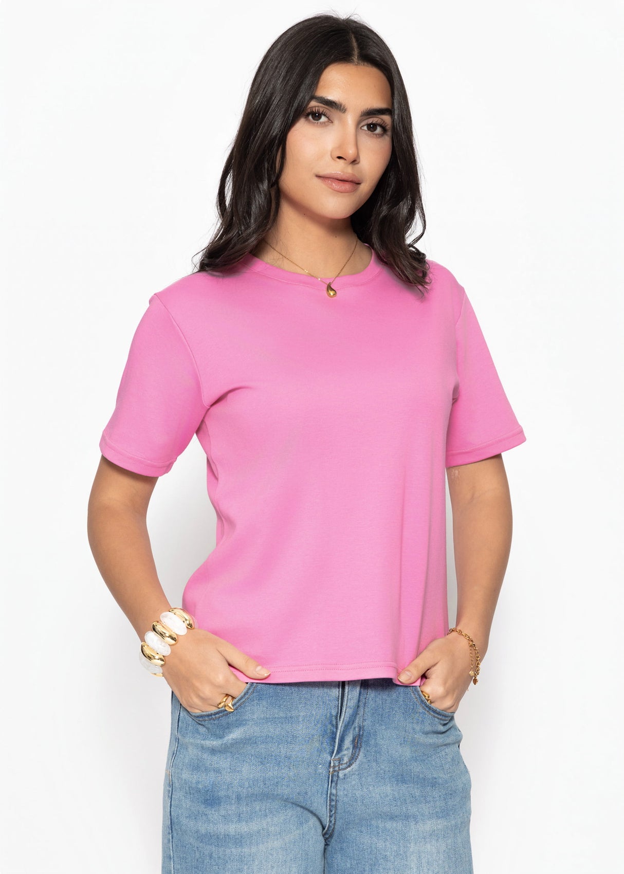 Rundhals T-Shirt - pink