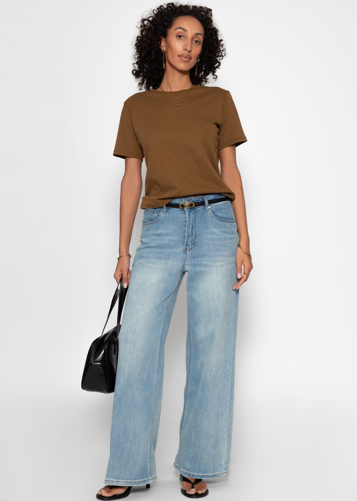 Rundhals T -shirt - brown