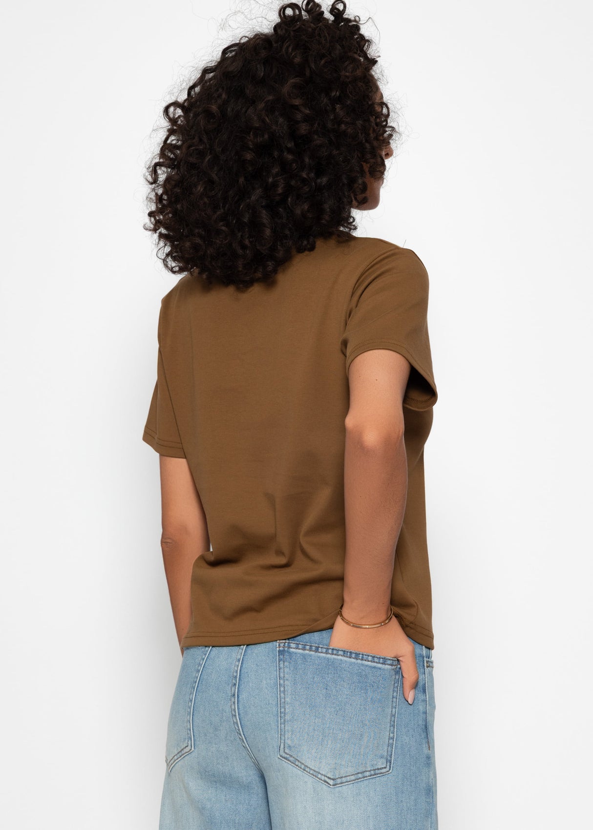 Rundhals T -shirt - brown