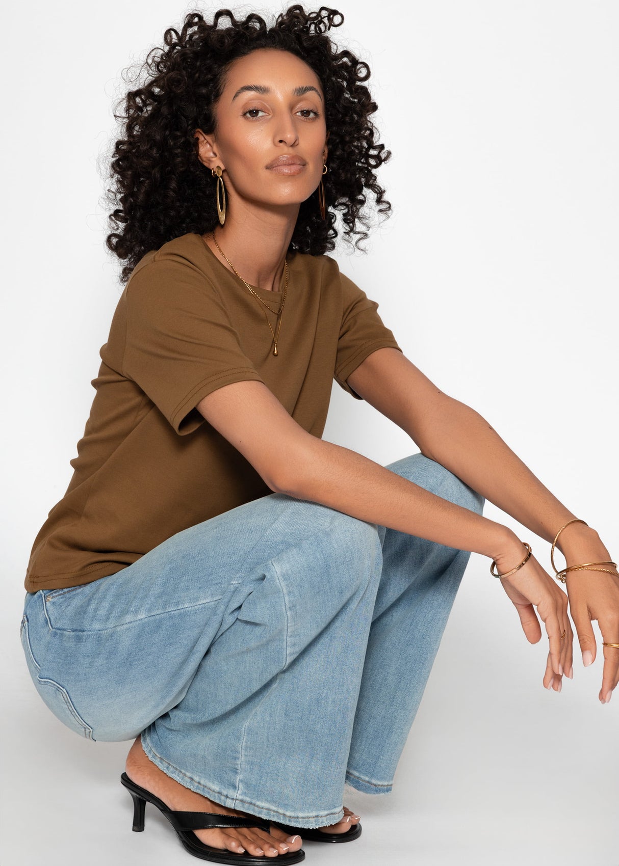 Rundhals T -shirt - brown