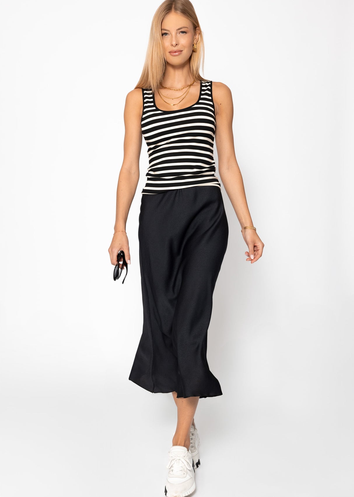 Satin Rock in Crash-Optik - schwarz