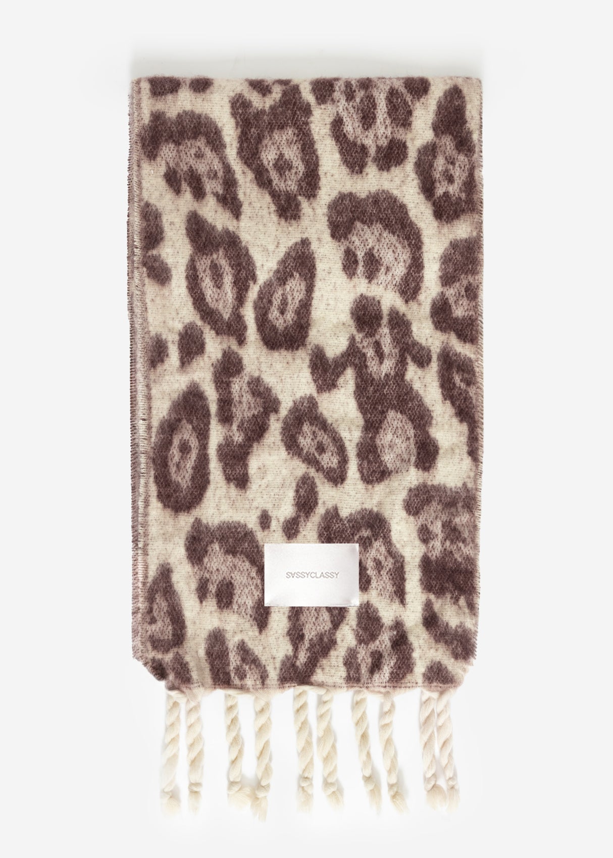 Scarf with leopard print - off-white-burgundy