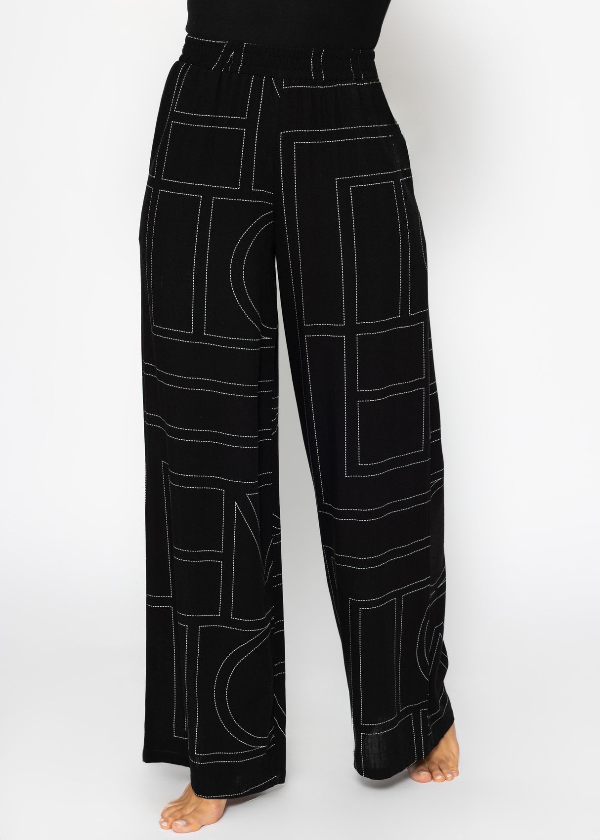 Sugging pants with print - black