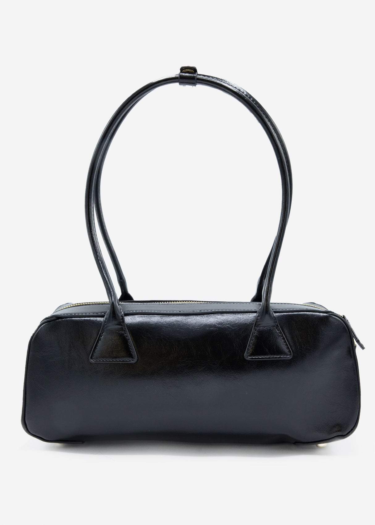 Schultertasche aus Kunstleder - schwarz