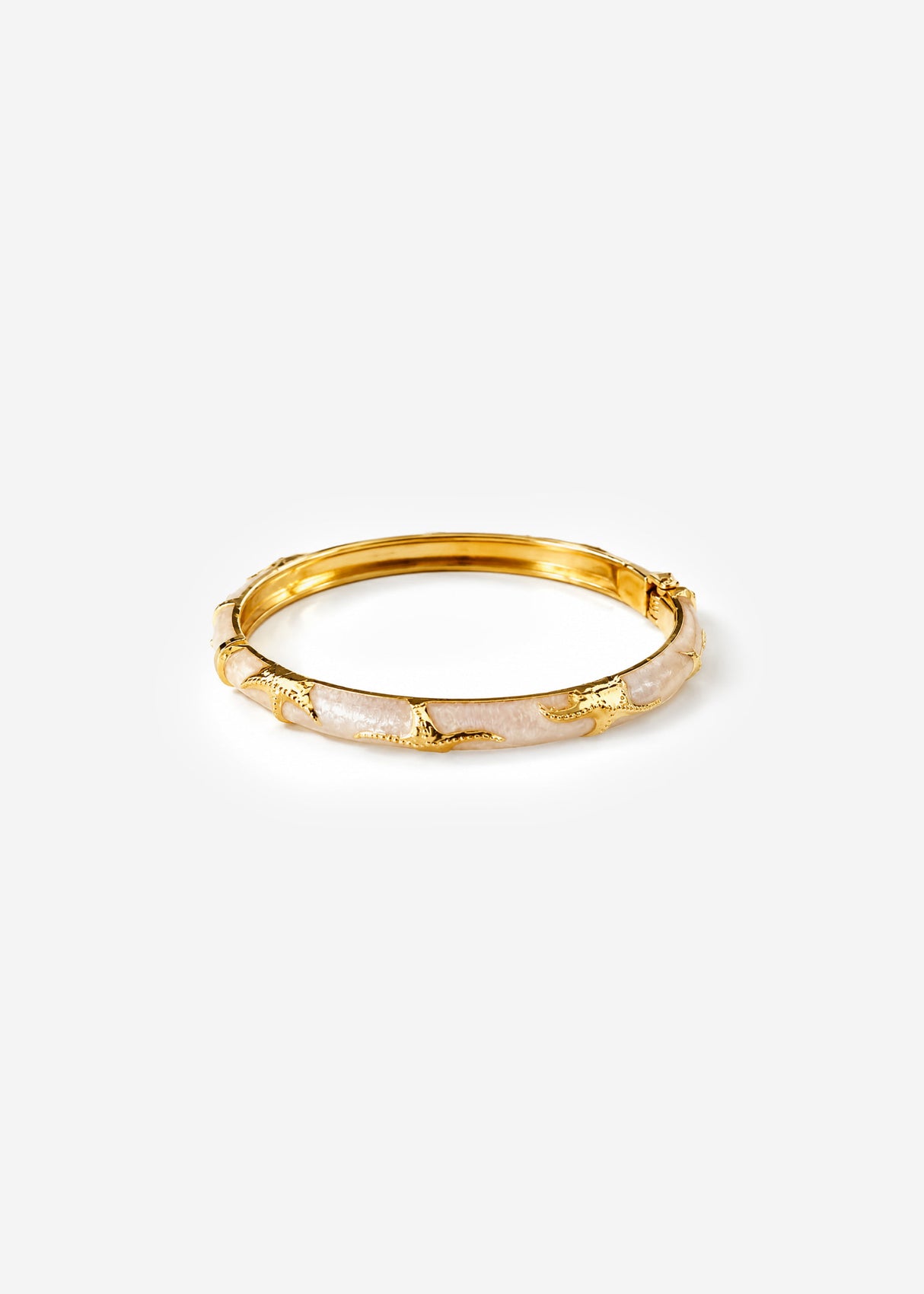 Armreif Seestern mit Perlmutt Optik - gold-weiß