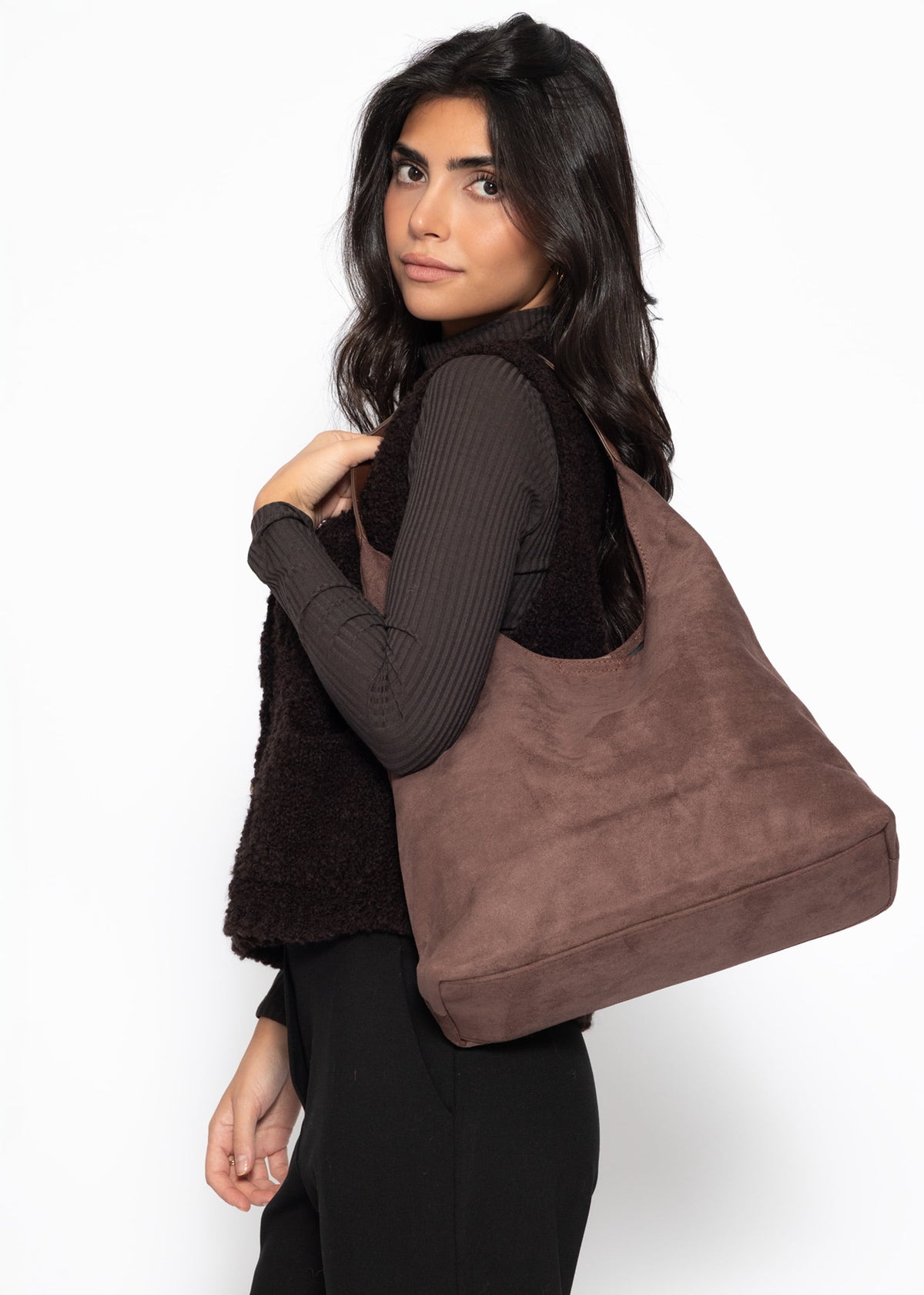 Shopper in Wildleder-Optik - braun