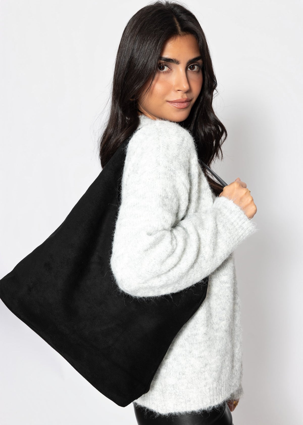 Shopper in Wildleder-Optik - schwarz