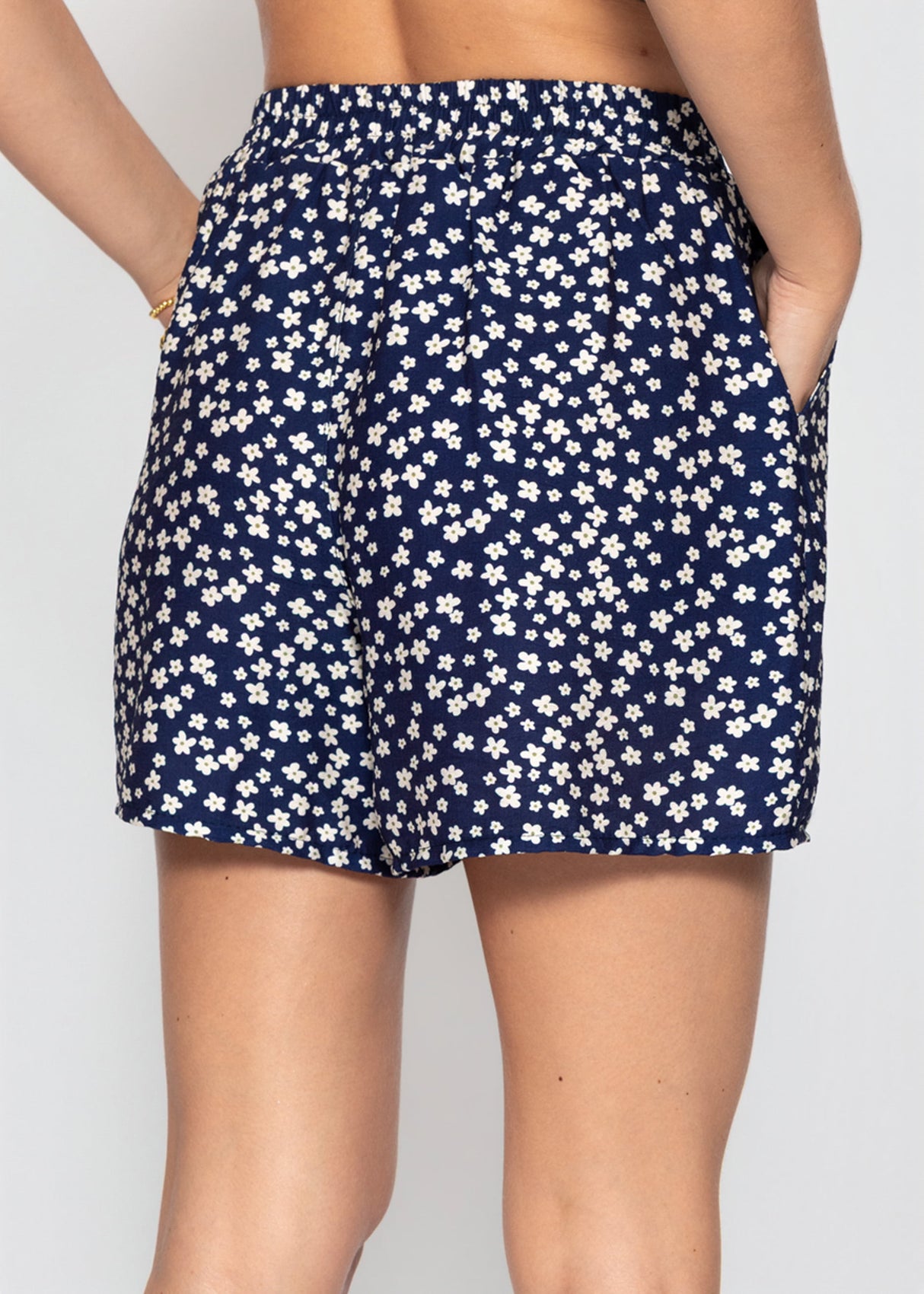 Shorts mit floralem Druck - blau