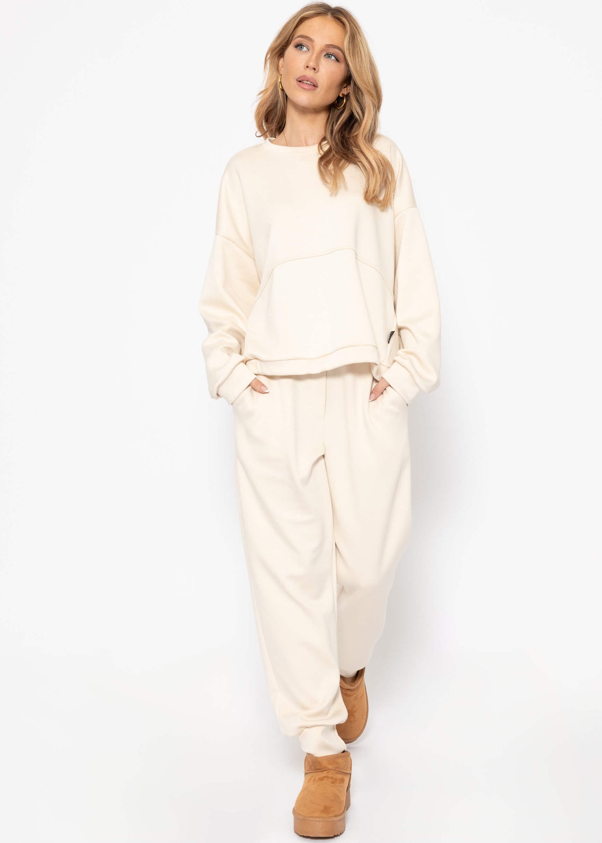Soft jogging pants - off-white