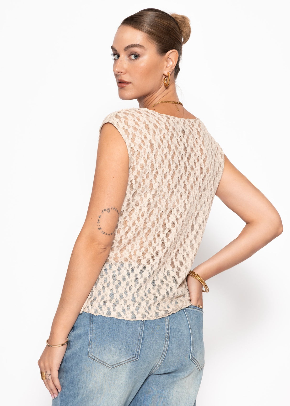 Spitzen-Top - beige