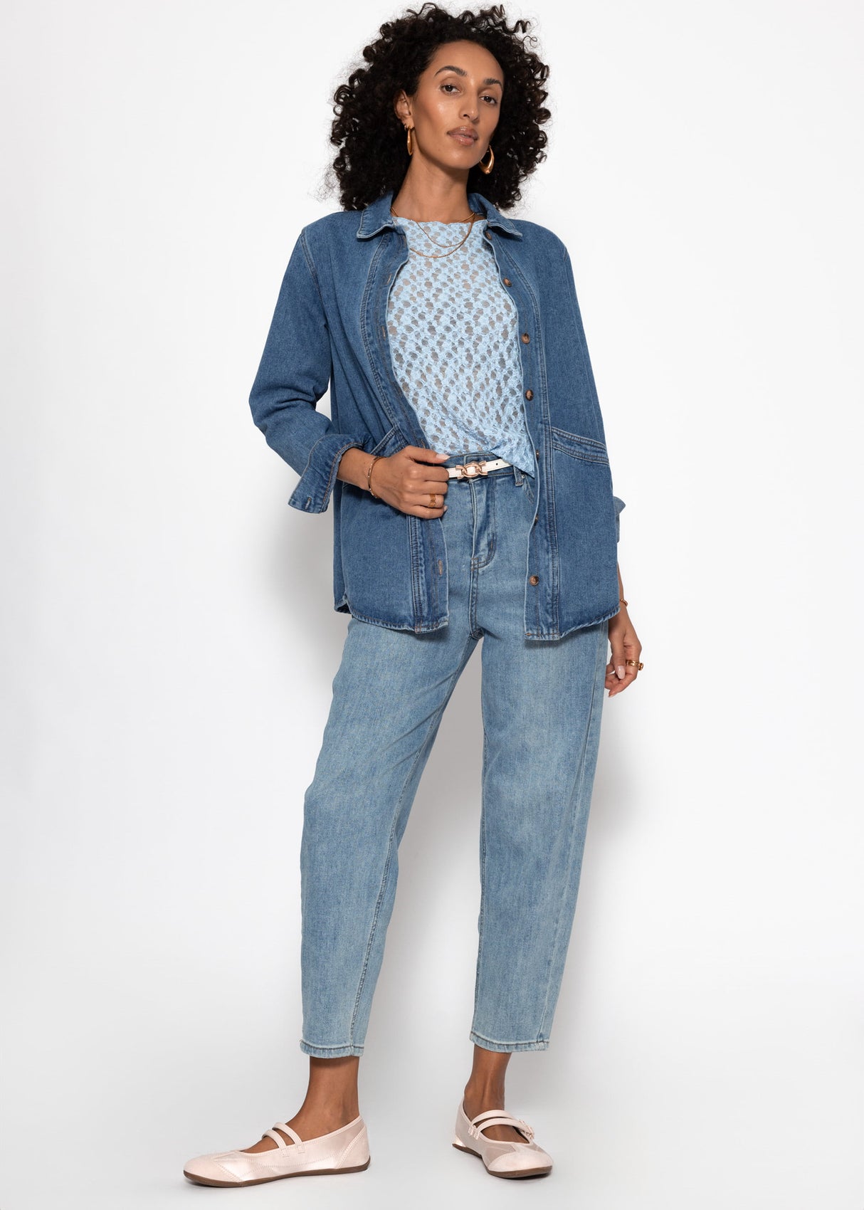 Spitzen-Top - hellblau