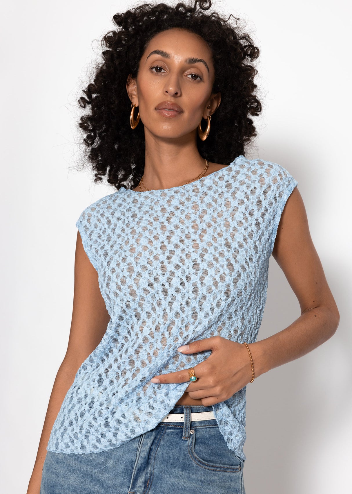 Spitzen-Top - hellblau