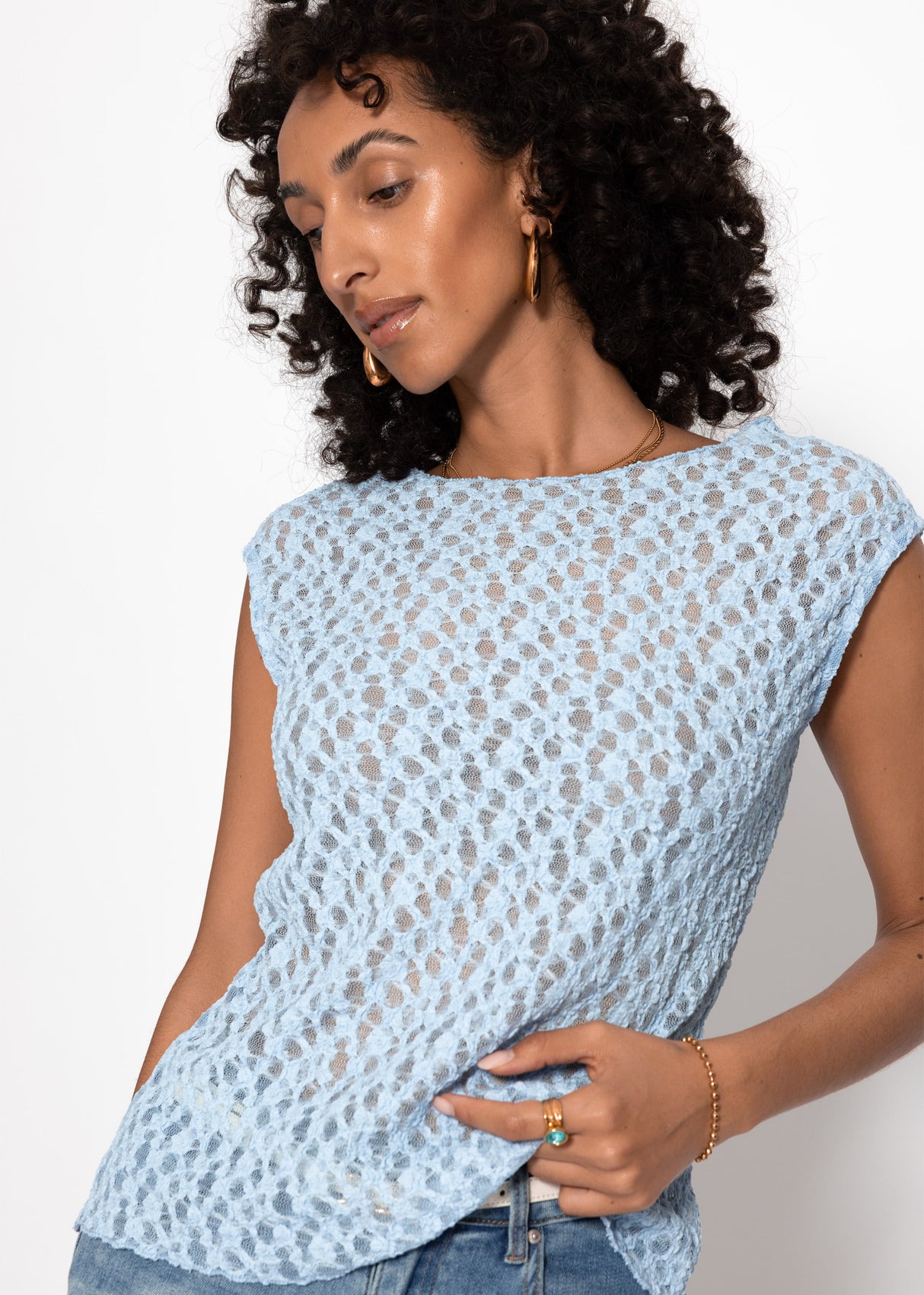 Spitzen-Top - hellblau
