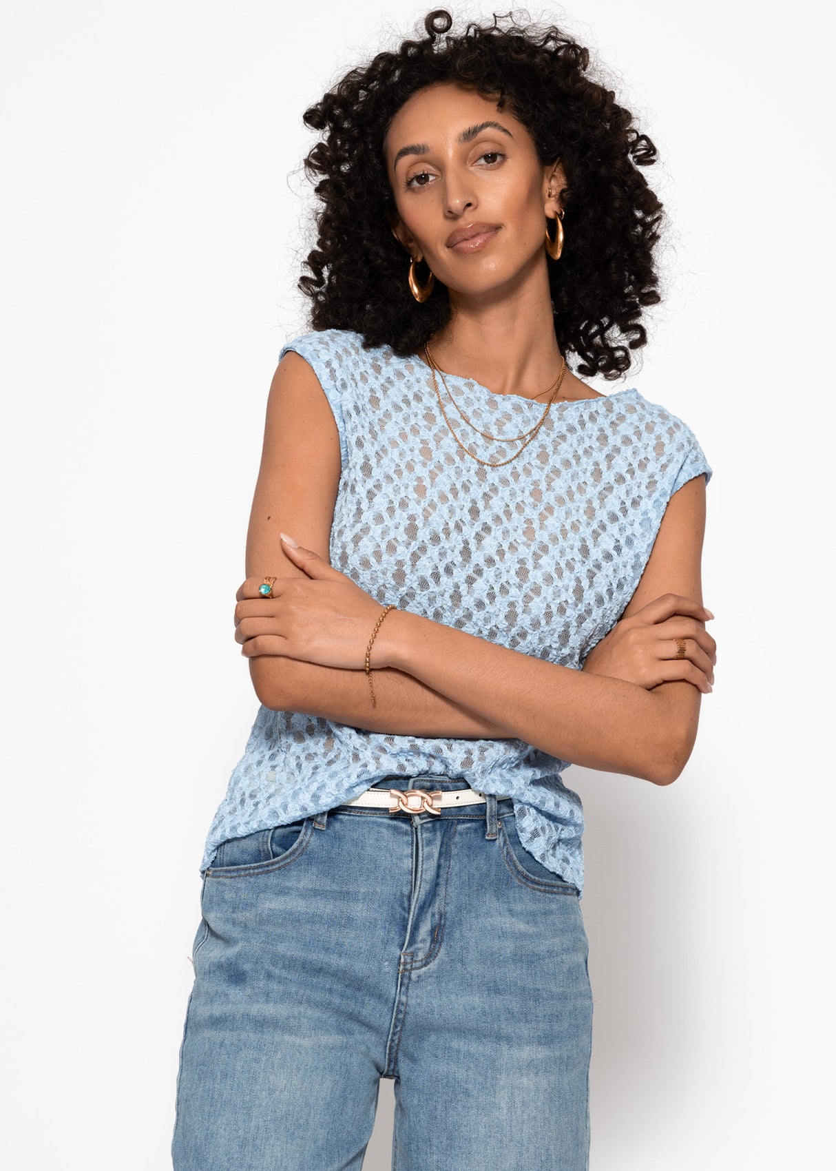 Spitzen-Top - hellblau