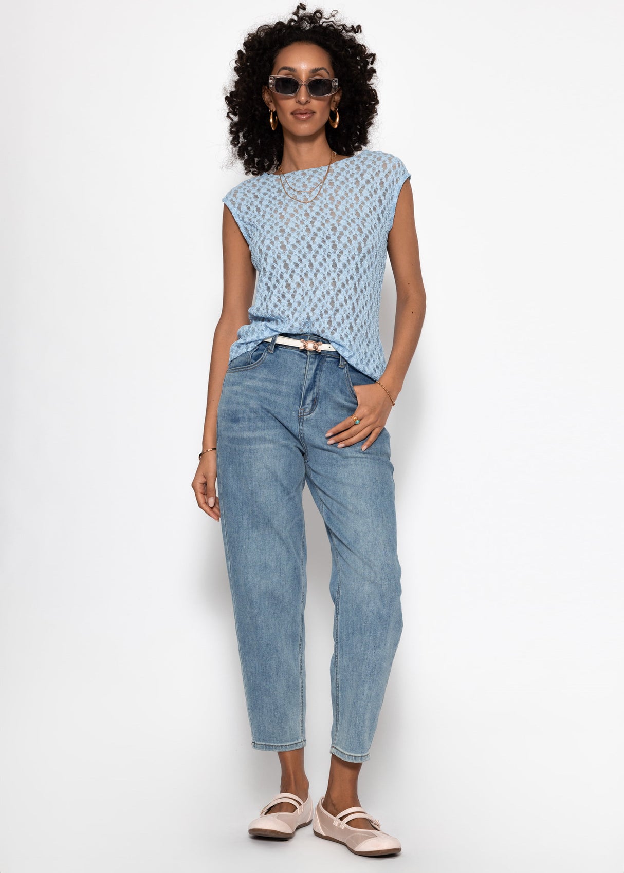 Spitzen-Top - hellblau