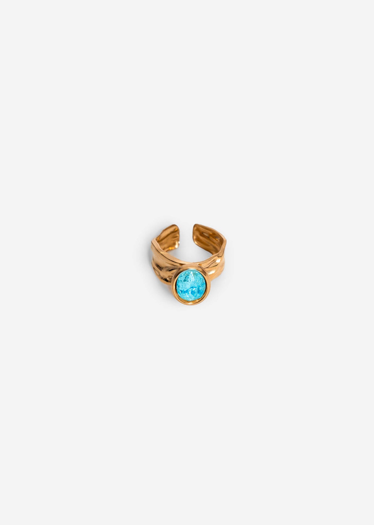 Statement Ring mit blauem Schmuckstein - gold