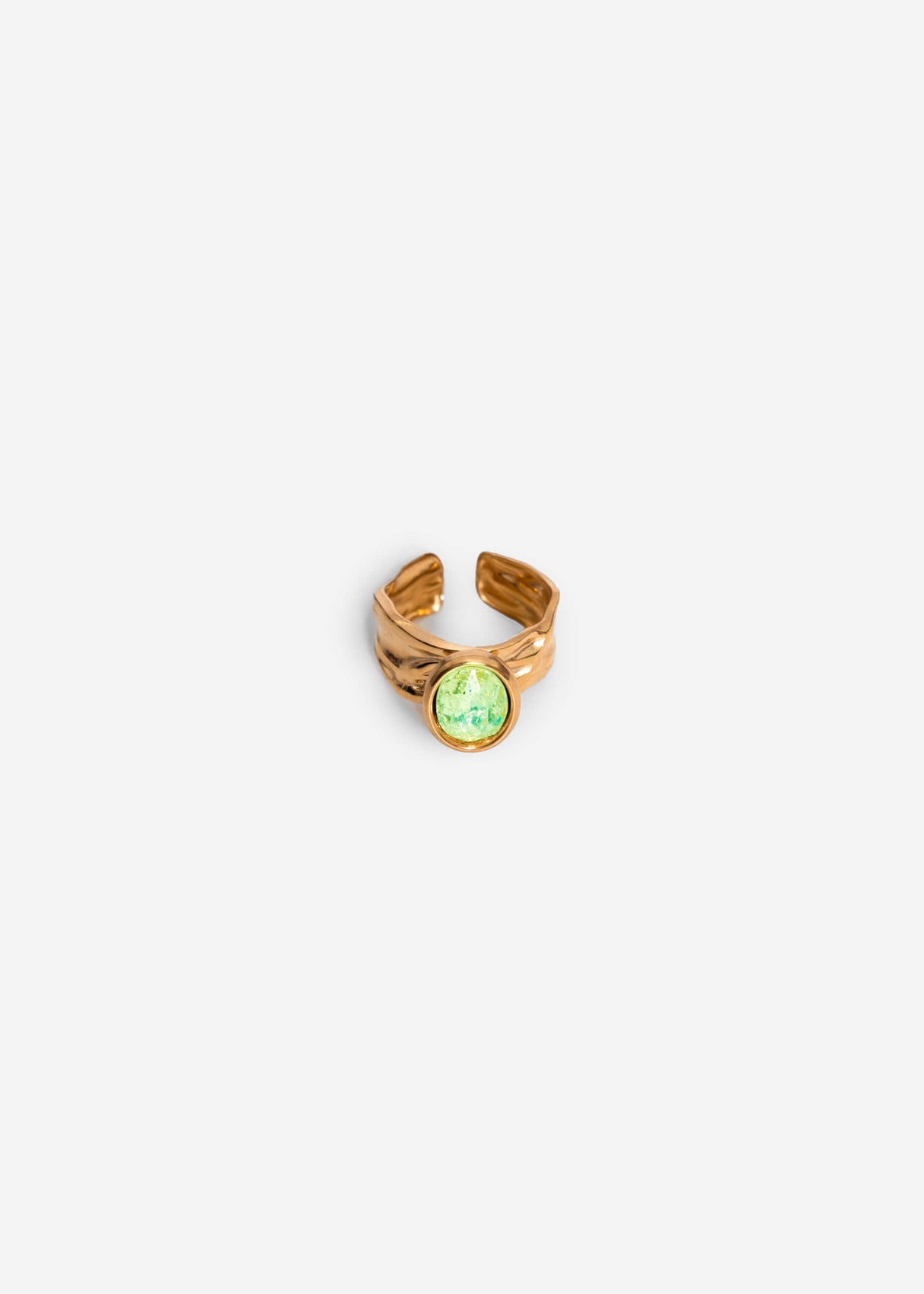 Statement ring with green gemstone - gold