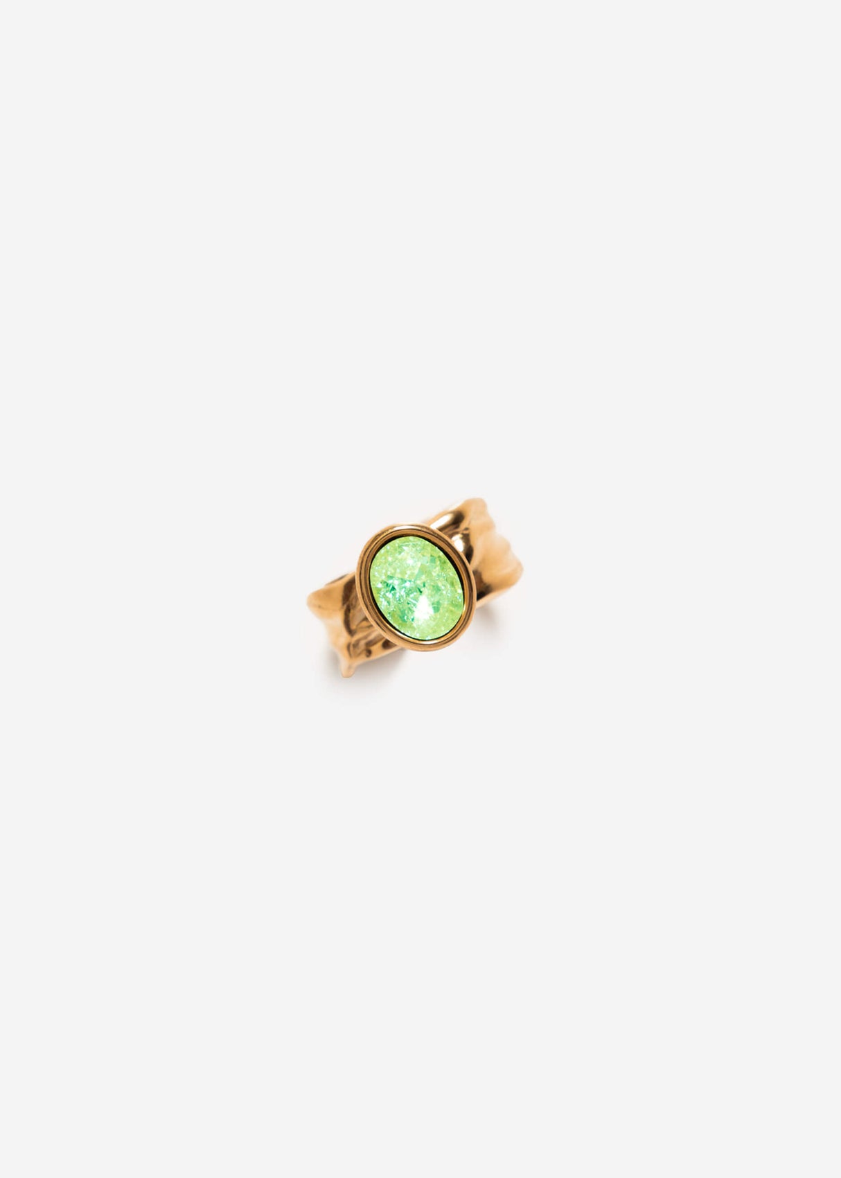 Statement ring with green gemstone - gold