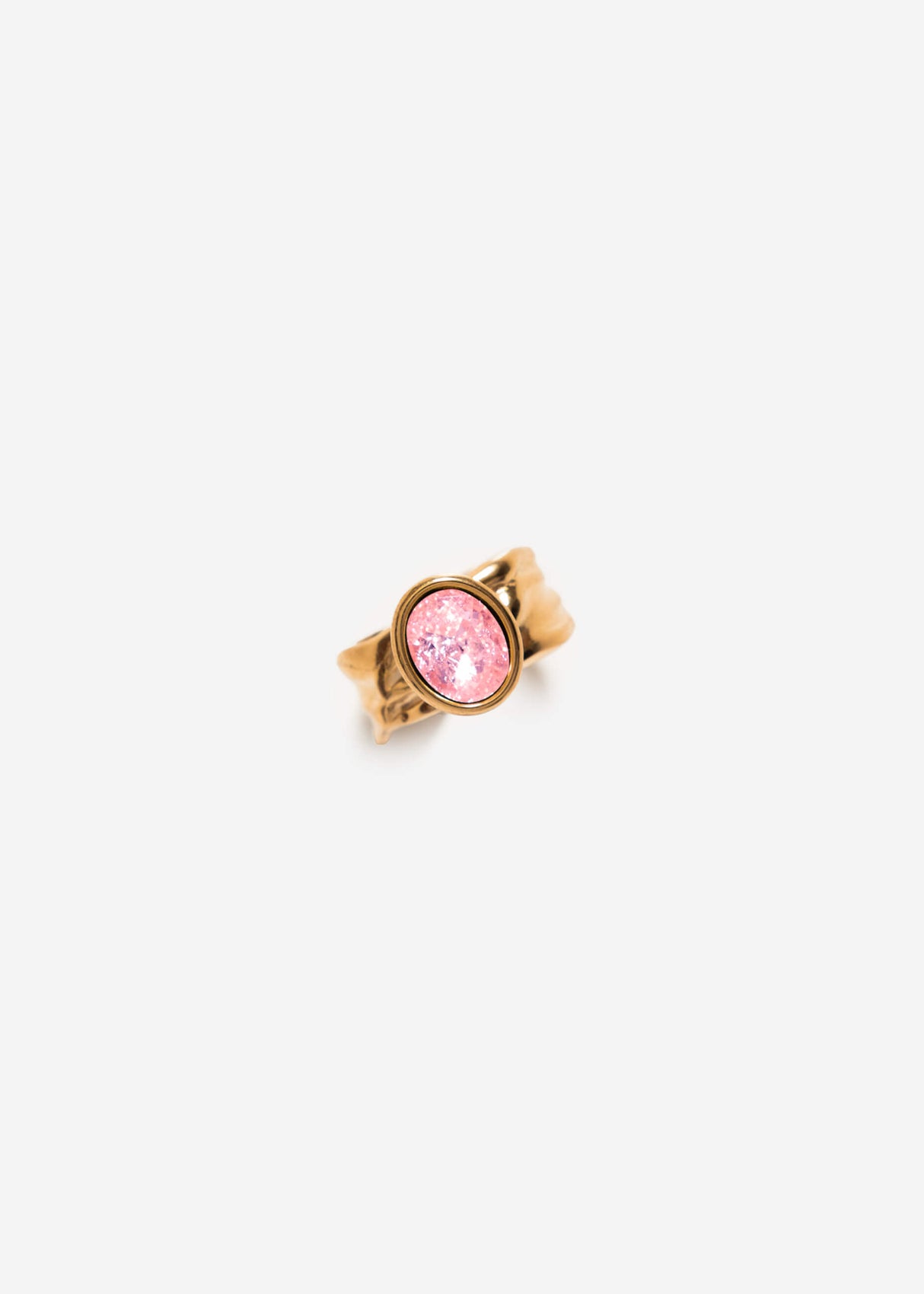 Statement Ring mit rosa Schmuckstein - gold