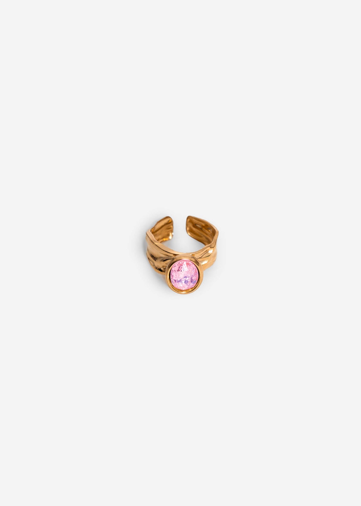 Statement Ring mit rosa Schmuckstein - gold