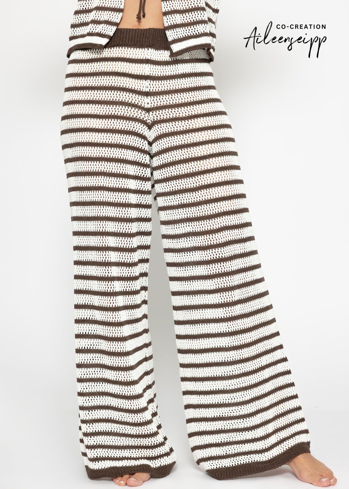 Knitting pants with a straight leg - off-white