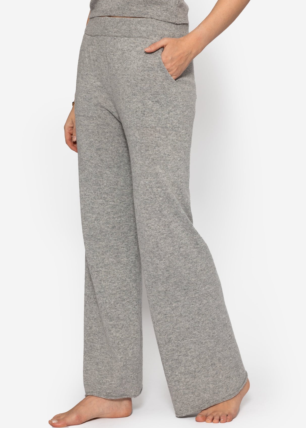 Strickhose mit Kaschmir - hellgrau